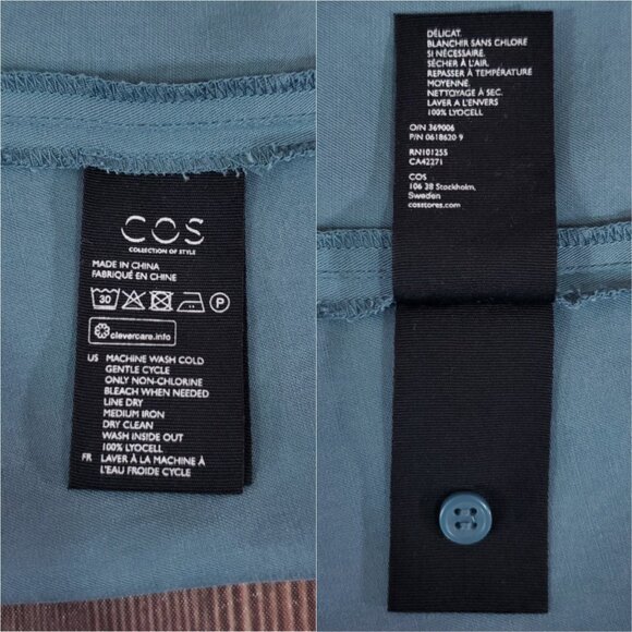 *READ* COS Womens Large Draped Wide Fit Shirt 3/4 Sleeves Button Up Boxy Top - Picture 12 of 14